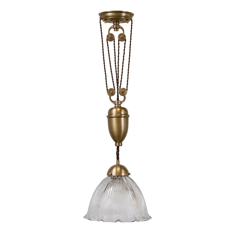 D'Arblay Brass Scalloped Dome Rise and Fall Adjustable