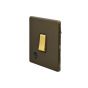 Soho Fusion Bronze & Brushed Brass 20A 1 Gang DP Switch Flex Outlet Black Inserts Screwless