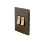 The Eton Collection Bronze 10A 2 Gang 2 Way Switch Black Inserts Screwless