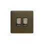 The Eton Collection Bronze 10A 2 Gang Intermediate Switch Black Inserts Screwless