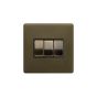 The Eton Collection Bronze 10A 3 Gang Intermediate Switch Black Inserts Screwless