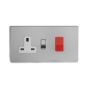 The Lombard Collection Brushed Chrome Luxury 45A Cooker control with Socket With White Insert