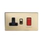 The Savoy Collection Brushed Brass Period 45A Cooker control with Socket With Black insert