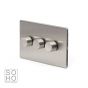 The Lombard Collection Brushed Chrome Luxury 3 Gang 2 Way Trailing Edge Dimmer 100W LED (250w Halogen/Incandescent)