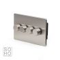 The Lombard Collection Brushed Chrome Luxury 4 Gang 2 Way Trailing Edge Dimmer 100W LED (150w Halogen/Incandescent)
