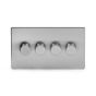 The Lombard Collection Brushed Chrome Luxury 4 Gang 2 Way Trailing Edge Dimmer 100W LED (150w Halogen/Incandescent)