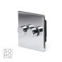 The Finsbury Collection Polished Chrome Luxury 2 Gang 2 Way Trailing Edge Dimmer 100W LED (250w Halogen/Incandescent)