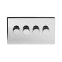 The Finsbury Collection Polished Chrome Luxury 4 Gang 2 Way Trailing Edge Dimmer 100W LED (150w Halogen/Incandescent)
