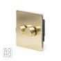 The Savoy Collection Brushed Brass Period 2 Gang 2 Way Trailing Edge Dimmer 100W LED (150w Halogen/Incandescent)