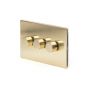 The Savoy Collection Brushed Brass 3 Gang 2 Way 150W LED Trailing Edge Dimmer