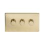 The Savoy Collection Brushed Brass Period 3 Gang 2 Way Trailing Edge Dimmer 100W LED (150w Halogen/Incandescent)