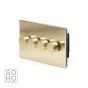 The Savoy Collection Brushed Brass Period 4 Gang 2 Way Trailing Edge Dimmer 100W LED (250w Halogen/Incandescent)