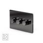 The Connaught Collection Black Nickel 3 Gang 2 Way Trailing Edge Dimmer 100W LED (250w Halogen/Incandescent)