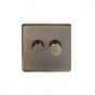 The Charterhouse Collection Aged Brass 2 Gang 2 Way Trailing Edge Dimmer 100W LED (150w Halogen/Incandescent)