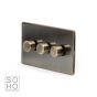 The Charterhouse Collection Aged Brass 3 Gang 2 Way Trailing Edge Dimmer 100W LED (250w Halogen/Incandescent)