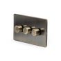 The Charterhouse Collection Aged Brass 3 Gang 2 Way 150W LED Trailing Edge Dimmer