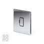 The Finsbury Collection Polished Chrome Luxury 13A Double Pole Unswitched Fused Connection Unit (FCU) black insert