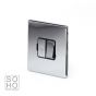 The Finsbury Collection Polished Chrome Luxury 13A Double Pole Switched Fused Connection Unit (FCU) with black insert