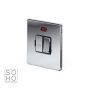 The Finsbury Collection Polished Chrome Luxury 13A Double Pole Switched Fused Connection Unit (FCU) With Neon with black insert
