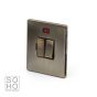 The Charterhouse Collection Aged Brass 13A Double Pole Switched Fused Connection Unit (FCU) With Neon with black insert