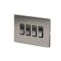 The Lombard Collection Brushed Chrome 4 Gang RM Rectangular Module Grid Switch Plate
