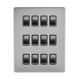 The Lombard Collection Brushed Chrome 12 Gang RM Rectangular Module Grid Switch Plate