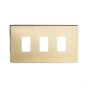 The Savoy Collection Brushed Brass 3 Gang RM Rectangular Module Grid Switch Plate