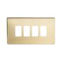 The Savoy Collection Brushed Brass 4 Gang RM Rectangular Module Grid Switch Plate