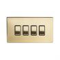 The Savoy Collection Brushed Brass 4 Gang RM Rectangular Module Grid Switch Plate