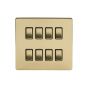 The Savoy Collection Brushed Brass 8 Gang RM Rectangular Module Grid Switch Plate
