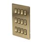 The Savoy Collection Brushed Brass 12 Gang RM Rectangular Module Grid Switch Plate