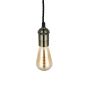 Edison Aged Brass Pendant Bulb Holder With Twisted Black Cable