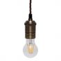 Soho Lighting Edison Antique Brass Pendant Bulb Holder With Twisted Dark Brown Cable