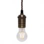 Soho Lighting Edison Antique Brass Pendant Bulb Holder With Twisted Dark Brown Cable