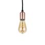 Edison Rose Gold Pendant Bulb Holder With Twisted Black Cable