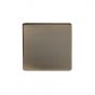 The Charterhouse Collection Aged Brass metal 1 Gang Blanking Plate Screwless