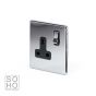 The Finsbury Collection Polished Chrome Luxury 1 Gang Double Pole Socket Black Insert Single 13A