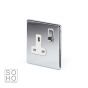 The Finsbury Collection Polished Chrome Luxury 1 Gang Double Pole Socket White Insert Single 13A