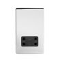The Finsbury Collection Polished Chrome Luxury 1 Gang Shaver Socket with Black Insert