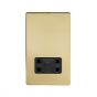 The Savoy Collection Brushed Brass Period 1 Gang Shaver Socket with Black Insert