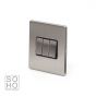 The Lombard Collection Brushed Chrome Luxury 10A 3 Gang 2 Way Switch with Black Insert