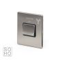 The Lombard Collection Brushed Chrome Luxury 3-Pole Fan Isolator Switch with Black Insert