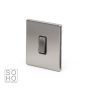 The Lombard Collection Brushed Chrome Luxury 10A 1 Gang Intermediate Switch with Black Insert