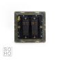 The Lombard Collection Brushed Chrome Luxury 10A 2 Gang Intermediate Switch with Black Insert