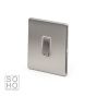 The Lombard Collection Brushed Chrome Luxury 10A 1 Gang 2 Way Switch With White insert