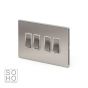 The Lombard Collection Brushed Chrome Luxury 10A 4 Gang 2 Way Switch With White insert
