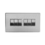 The Lombard Collection Brushed Chrome Luxury 10A 6 Gang 2 Way Switch With White insert