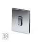 The Finsbury Collection Polished Chrome Luxury 10A 1 Gang 2 Way Switch with Black Insert