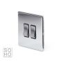 The Finsbury Collection Polished Chrome Luxury 10A 2 Gang 2 Way Switch with Black Insert