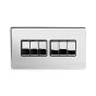 The Finsbury Collection Polished Chrome Luxury 10A 6 Gang 2 Way Switch with Black Insert